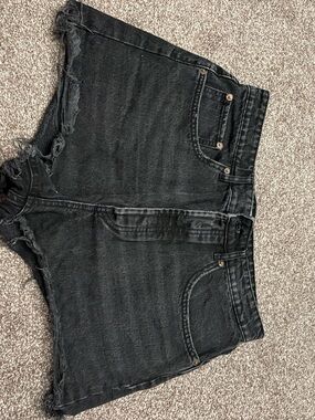 Zara Black Frayed Denim Shorts